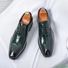 Luxury Men's Dress Shoes Patent Leather Lace Up Flats Wedding Party Footwear