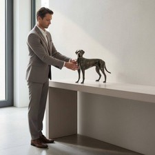 Jagdhund Figur Antik-Bronze-Optik Hundestatue realistisches Design