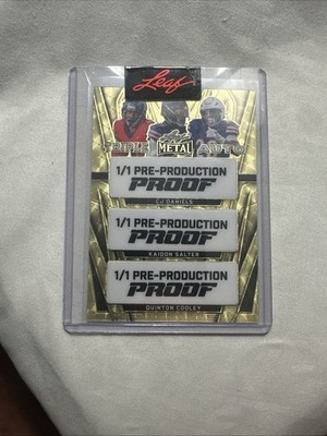 C.J. Daniels, Salter, Cooley 1/1 Leaf Metal Triple Auto Proof - Gold Rare!