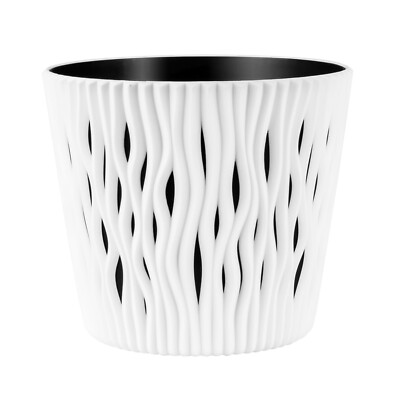 Pflanzgefässe Blumentopf Sandy round weiß Kunststoff Pflanzkübel   19cm Einsatz