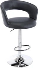 Brage Living Wide Bar Stool, Modern PU Leather Swivel Adjustable Barstool