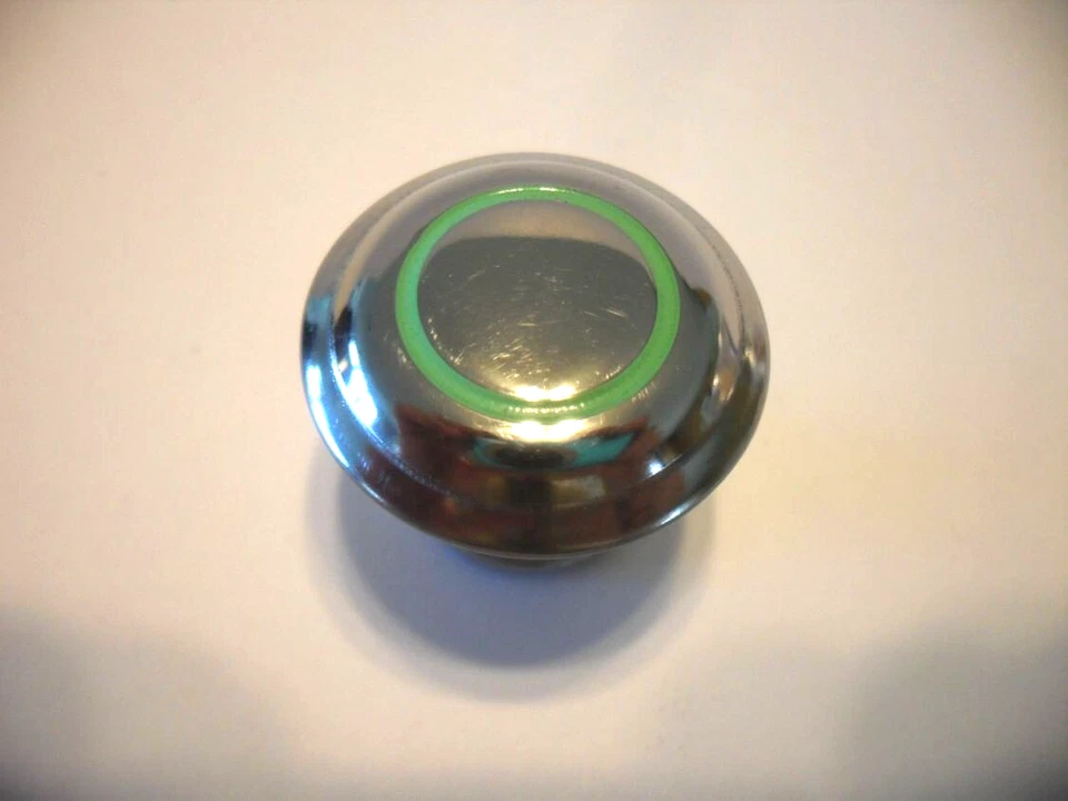 Maçaneta de gaveta de aço cromada vintage Nos com maçaneta de porta de armário círculo verde - Imagem 2 de 4