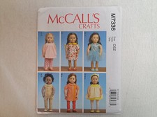 McCall's Pattern - 18" Doll Clothes One Size M7336 - Uncut