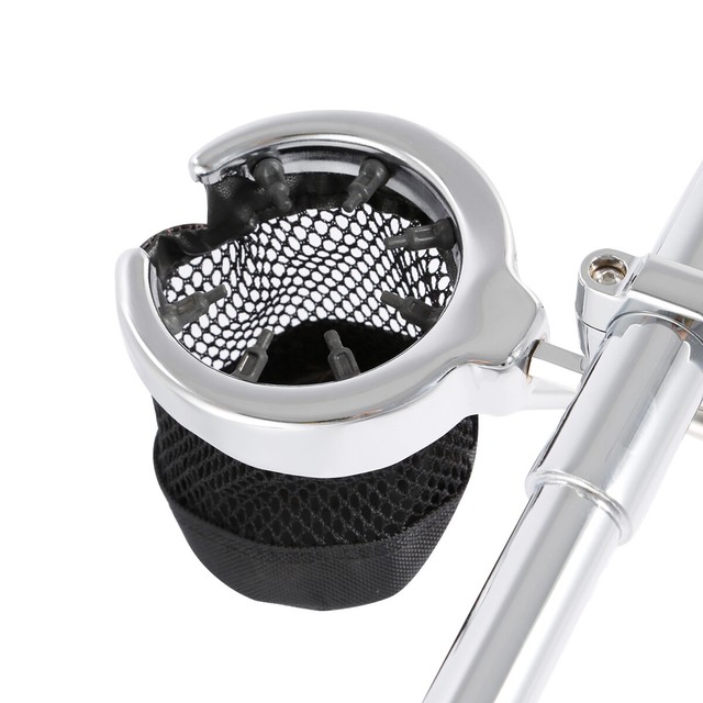 Universal Motor Handlebar Cup Holder Chrome Metal Drink Fit For Harley