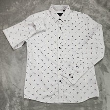 House Of Lords Shirt Mens Medium White Geometric Long Sleeve Flip Cuff