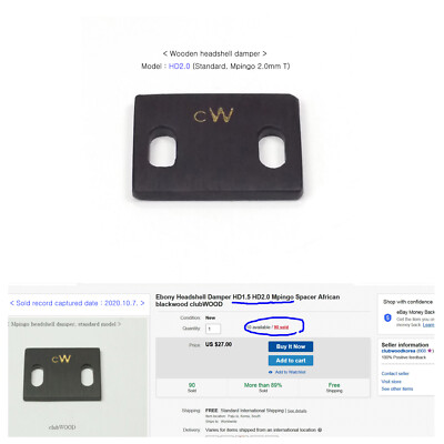 Ebony Mpingo Wooden Headshell Damper Spacer African blackwood clubWOOD