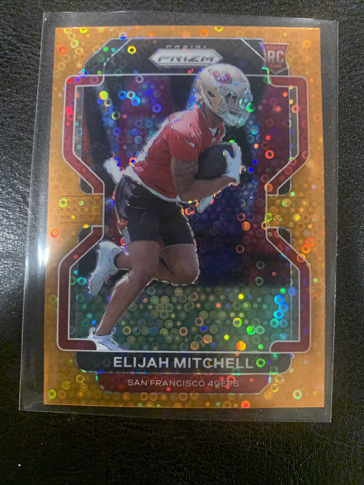 2021 Prizm ELIJAH MITCHELL #399 ORANGE DISCO PRIZM SP Rookie San Francisco 49ers