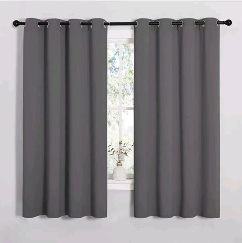 Grey Blackout Curtain Panels For Bedroom Thermal Insulated Grommet Top Blackout - 第 1/1 張圖片