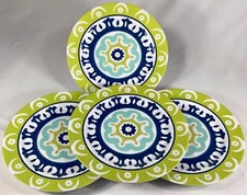 Waverly Solar Flair 100% Melamine Plates Set of 8 Blue Green White 12” NWT