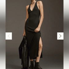 By Anthropologie Sleeveless Slim Knit Black Maxi Dress NWT