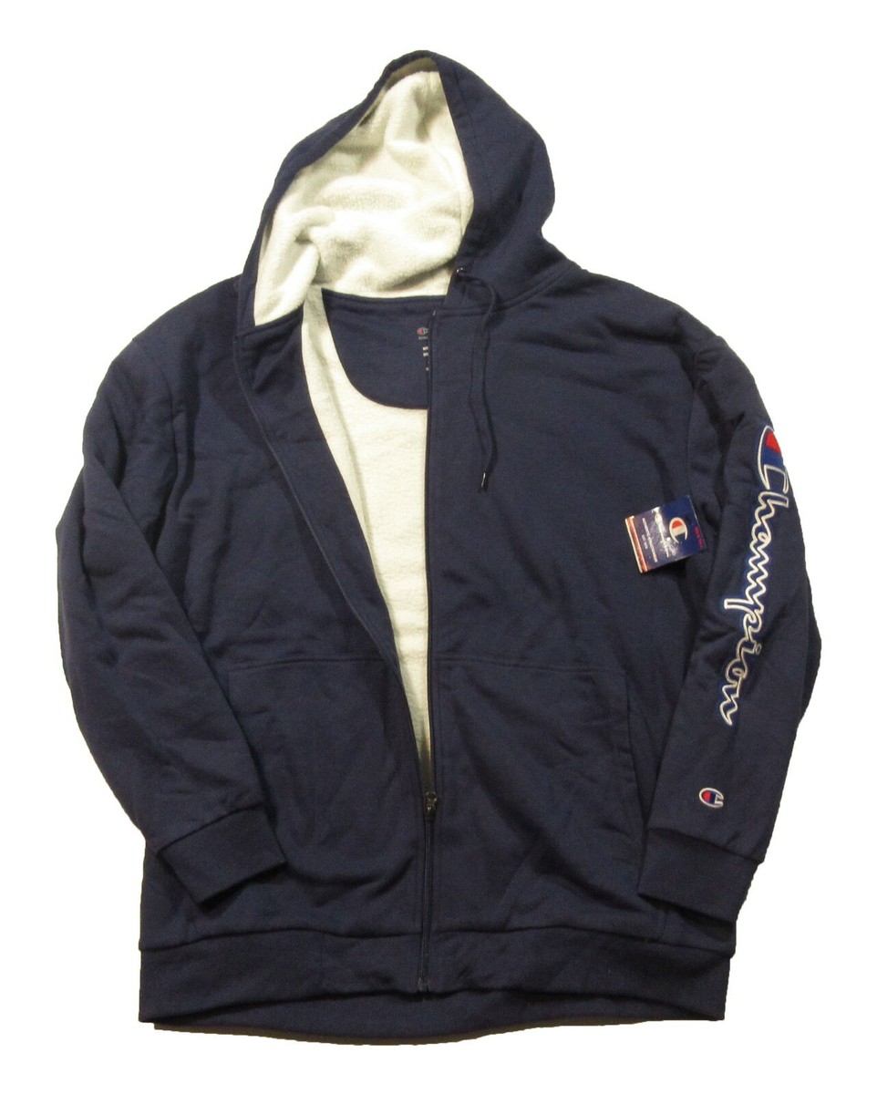Champion Men's Navy Contrast Fleece Lined Full Zip Hoodie