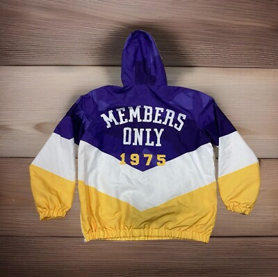 Members Only 1975 Purple, White Yellow Anorak Jacket Size Large