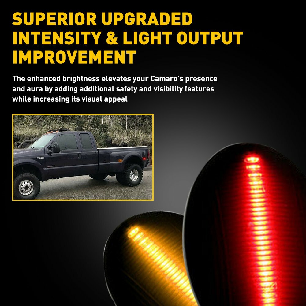 KEING Dually Bed Fender LED Side Marker Lights For Ford F150-F550 (1999-2020) - 2 Amber + 2 Red