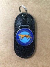 Vintage Leather Car Keychain Vintage key ring fob Mercury Cougar Blue NOS