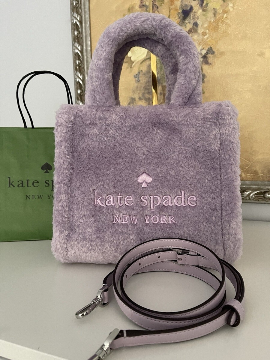 NWT Kate Spad Ellie Faux Fur Small Tote In Violet Mist | eBay