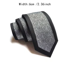 Classic Striped Black White Silk Skinny Slim Men's Necktie Tie 6cm/2.36inch