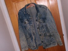 Vintage unisex acid wash 1980'S denim jacket women's L men's M