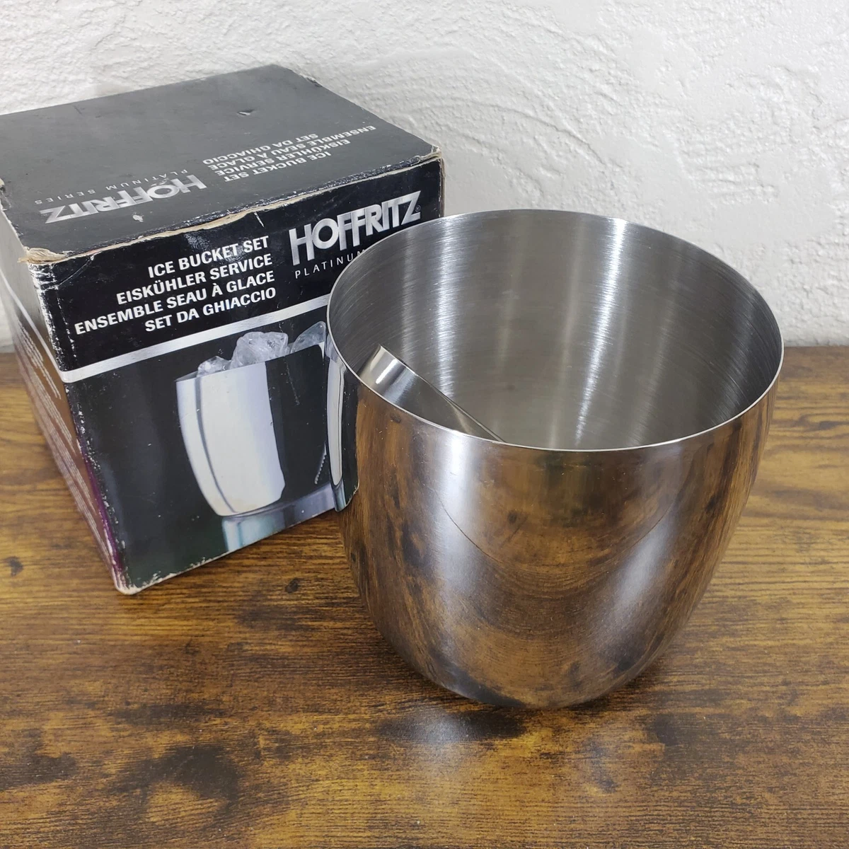 Stainless steel ice bucket with best sale tongs