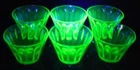 Vintage Set of (6) Anchor Hocking Green Vaseline Glass Ribbed Custard Bowls Exc