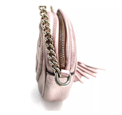 GUCCI ソーホー ディスコ バッグ ピンク GUCCI Soho Chain Disco Bag Metallic Pink Leather Round AUTHENTIC