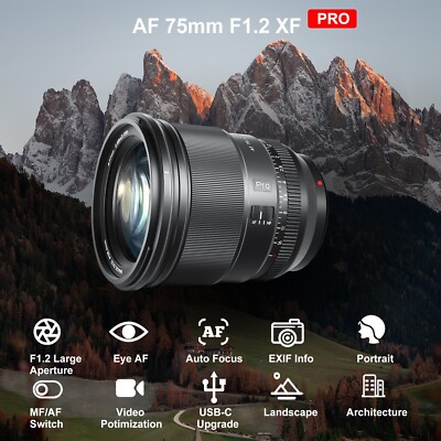 VILTROX 75mm F1.2 APSC Kameraobjektiv Autofokus Prime-Objektiv für Fuji XF Mount