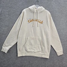Coachella Men Sweatshirt Large Cream Hoodie Spellout Graphic 2023 Pullover READ