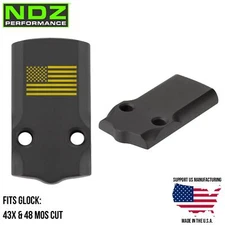 NDZ Glock MOS 43X 48 Slimline Brass Cerakote Optic Cover Slide Plate Gold