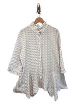 Lindi Quirky Lagenlook Art To Wear Jagged Hem Scallop Texture Knit Coat L