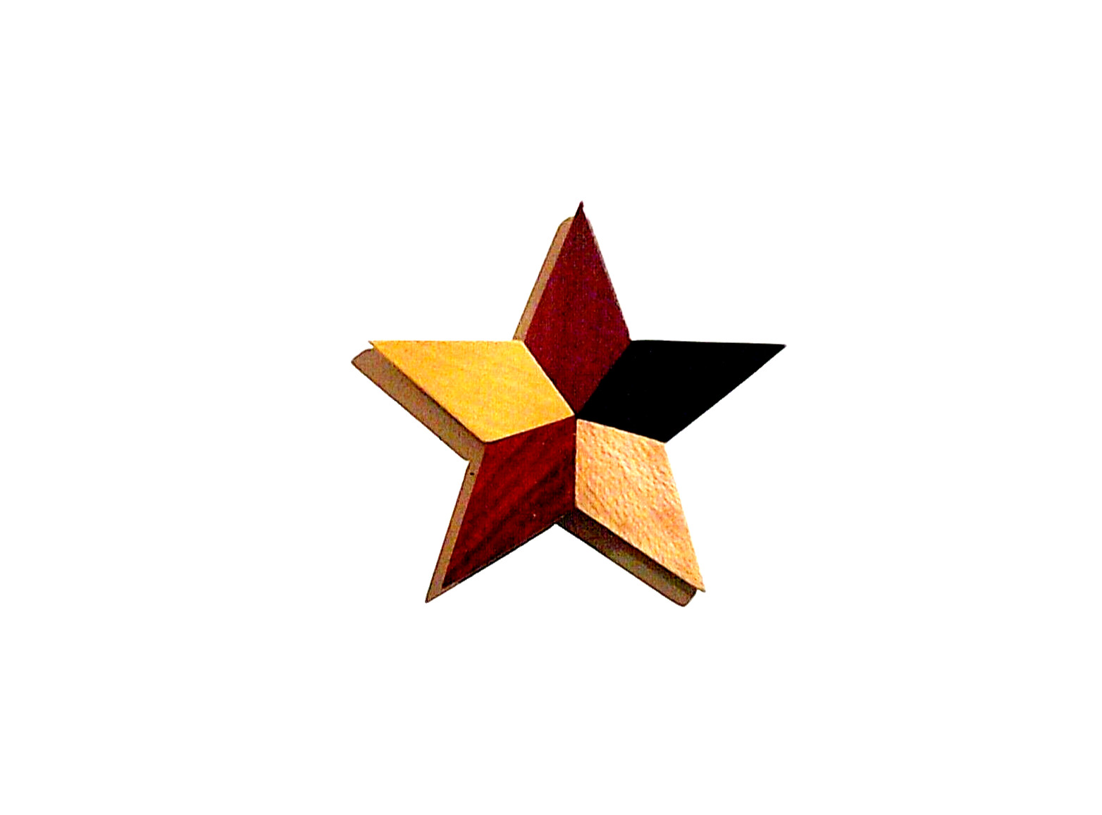 Étoile en bois précieux fait main objet art mural intarsia amarello ébène massif