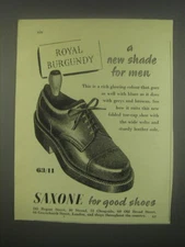 1949 Saxone Shoes Ad - Royal Burgundy a new shade for men