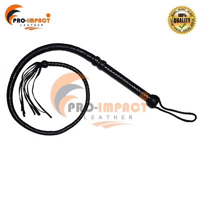 Fouet Bullwhip 6 Pieds (1m83) - Cuir De Vache Rouge/noir - Tressé Main - Leather Phobia