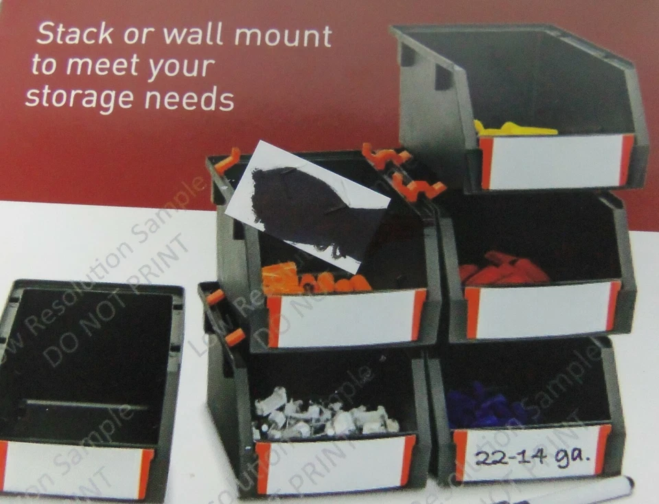 Stack-On Organizer Bin 6 Pack with Hanging Rail Black 4.25 x 5.25 x 3.25″ BIN-66 - Image 3 of 3