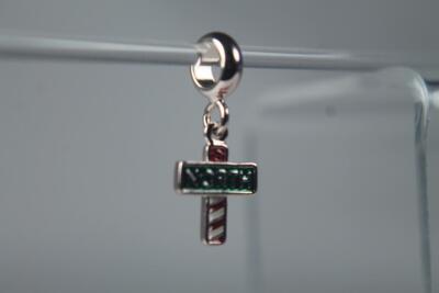 'North Pole Sign' Red Enamel Silverstone Bead By DaVinci #DB NEW