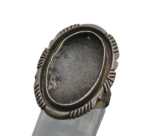 E. KEE NAVAJO 925 Silver  Vintage Chiseled Border Band Ring Sz 6  RG19950