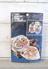 Vintage Vogart Crafts Two Quilted Bibs Bears for Embroidery or Painting