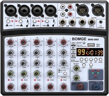  6 channel dj audio mixer with MP3 USB Bluetooth,48V phantom power, 16 DSP Echo 