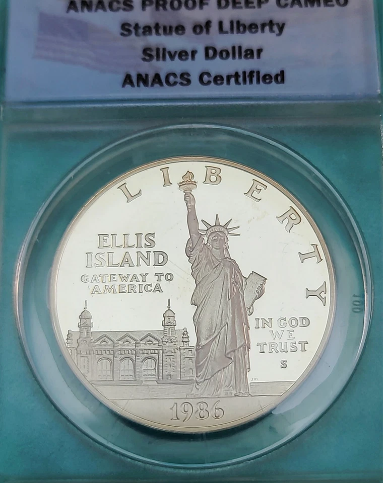 1986-S $1 STATUE OF LIBERTY PROOF SILVER DOLLAR COMMEM ANACS DCAM  - Image 3 of 4