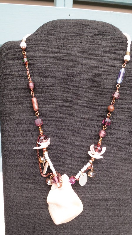 Handmade designed sea theme necklace with shell pendant 20" + extension