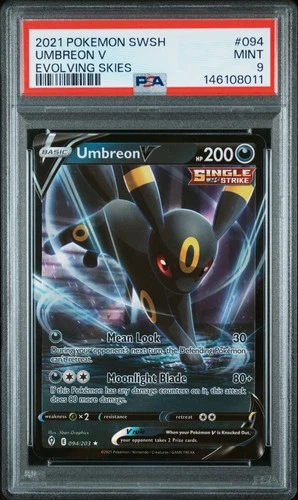 2021 POKEMON SWORD & SHIELD EVOLVING SKIES #094 UMBREON V PSA 9
