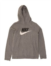 NIKE Womens Standard Fit Graphic Hoodie Jumper UK 18 XL Grey Cotton DH49
