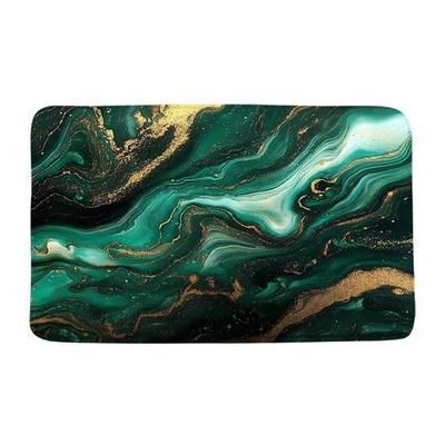 Marble Bath Mat Modern Emerald Green Abstract Marble Texture Gold Stripes Wat...