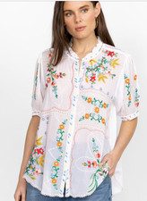 Johnny Was Mircea Blouse Embroidered Top Sz XL NWT