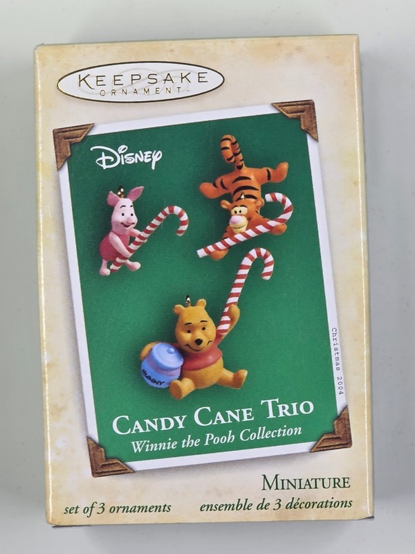 Candy Cane Trio 2004 Hallmark Disney Pooh Miniature Ornament Set