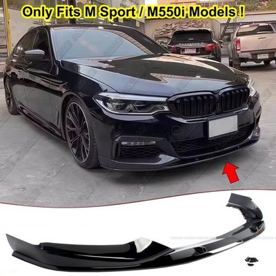 Gloss Blk Front Lip Splitter For 17-20 BMW 5 Series G30 530i 540i M Sport M550i