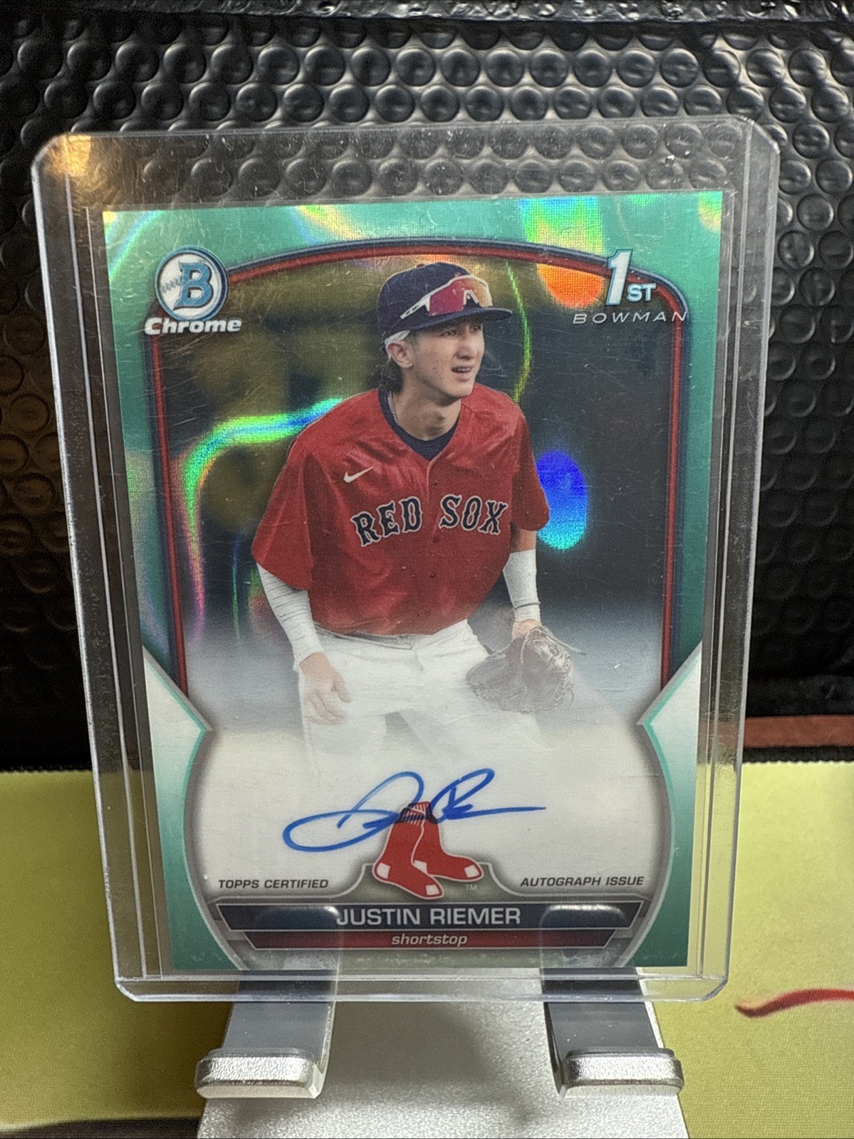 2023 1st Bowman Chrome Aqua Lava Refractor #D /199 Justin Riemer Auto