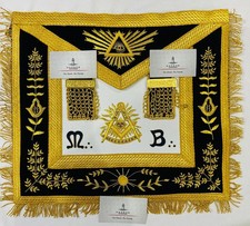Masonic Past Master Apron Blue Lodge Gold Bullion Hand Embroidered Regalia