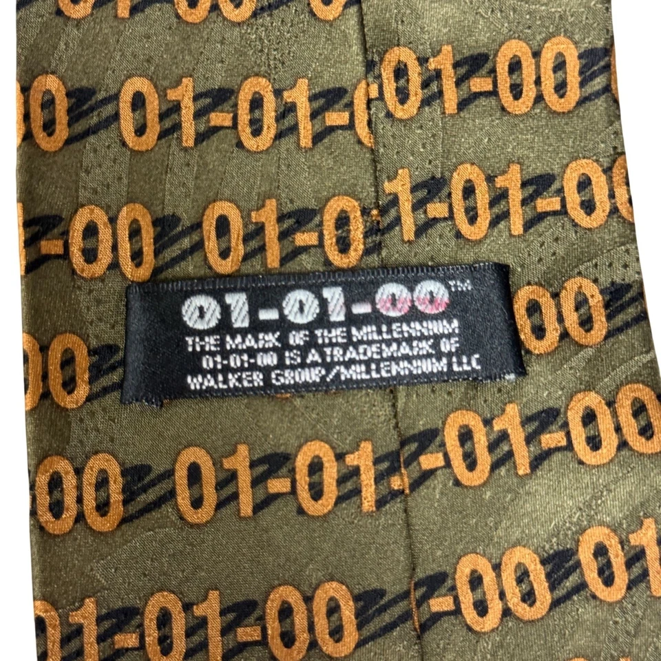 Corbata de seda para hombre DE COLECCIÓN 01-01-00 ORO VERDE 2000 MILENIO hecha a mano Foto 4 de 4