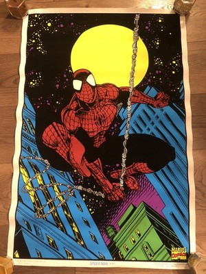 Spider-man Black Light Poster 1996 Funky Enterprises Inc. Fine- 23 x35 