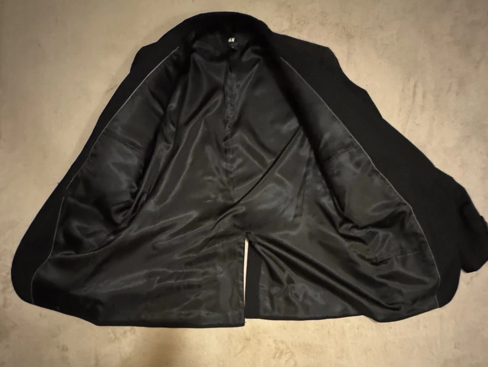 H & M Blazer мужской размер 44R черный регулярный крой эластичной спортивное пальто костюм куртка - Изображение 3 из 4