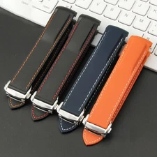 Curved End Rubber Silicone Watch Band Strap Bracelet Deployment Clasp 20 22mm